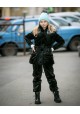 Повседневные черные штаны с эффектом бархата  утепленные