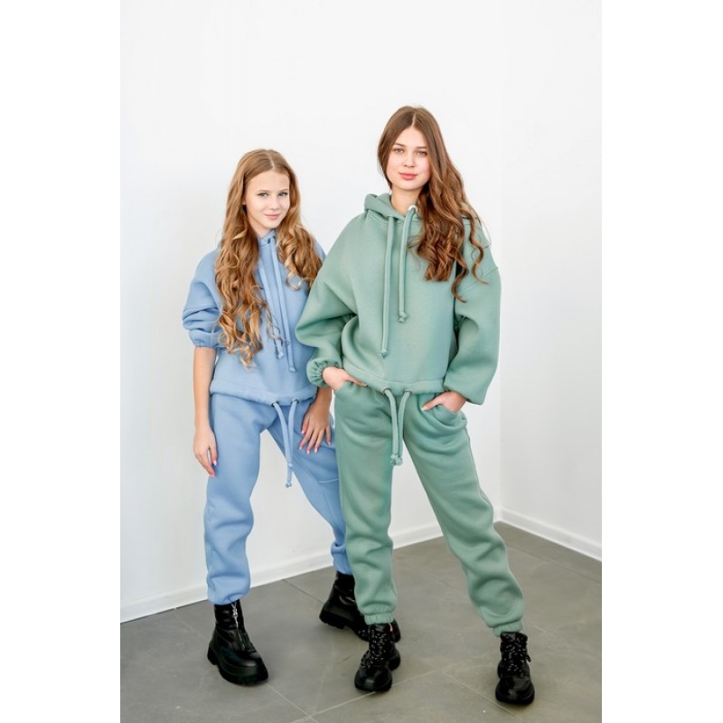 Спортивный костюм на флисе oversize с капюшоном