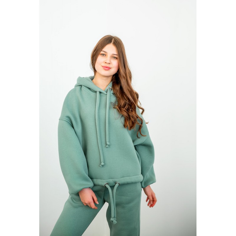 Спортивный костюм на флисе oversize с капюшоном
