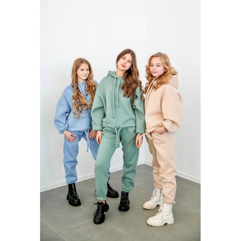 Спортивный костюм на флисе oversize с капюшоном