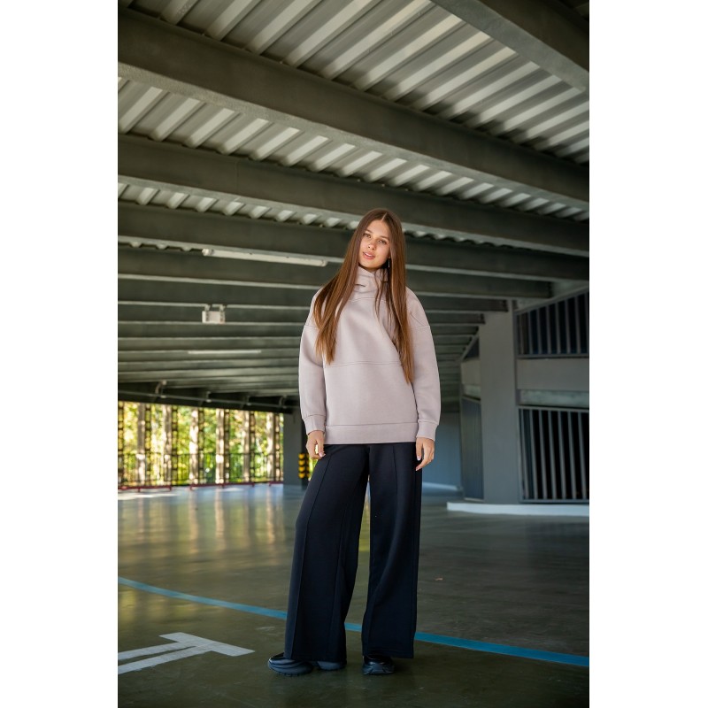 Спортивный костюм двуцветный на флисе oversize с капюшоном