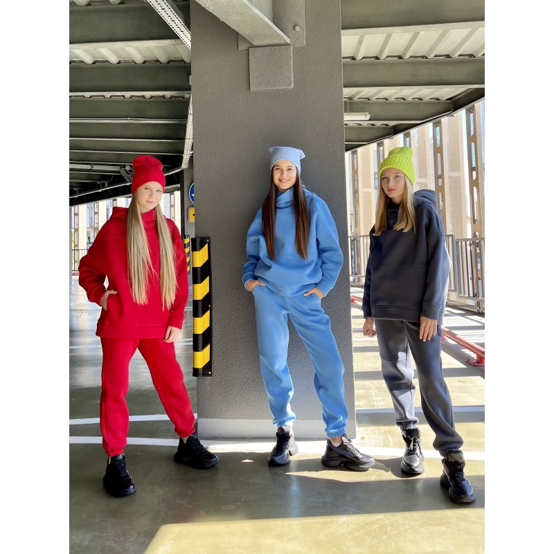 Спортивный костюм на флисе oversize с капюшоном