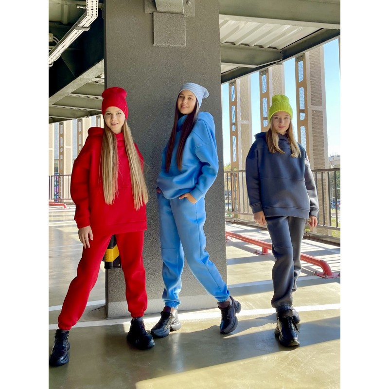 Спортивный костюм на флисе oversize с капюшоном