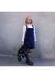 Школьный сарафан синий бархатный