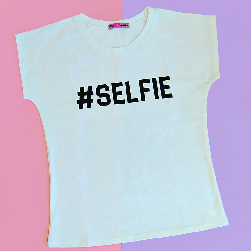 Футболка белая #SELFIE