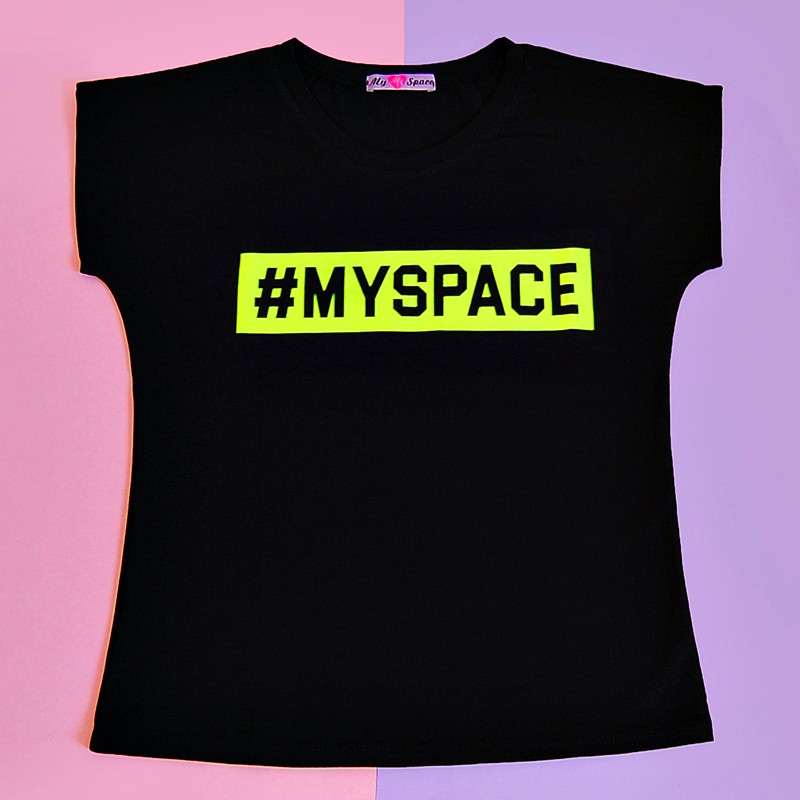 Футболка черная  принт #MYSPACE