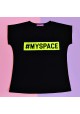 Футболка черная  принт #MYSPACE
