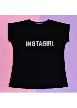 Футболка черная INSTAGIRL 