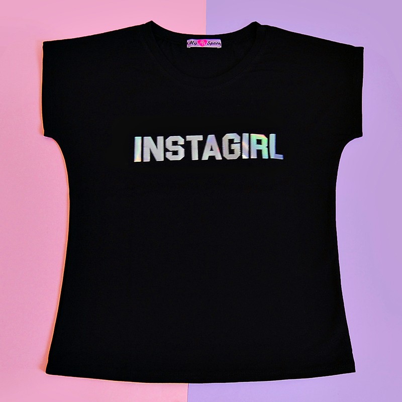 Футболка черная INSTAGIRL 