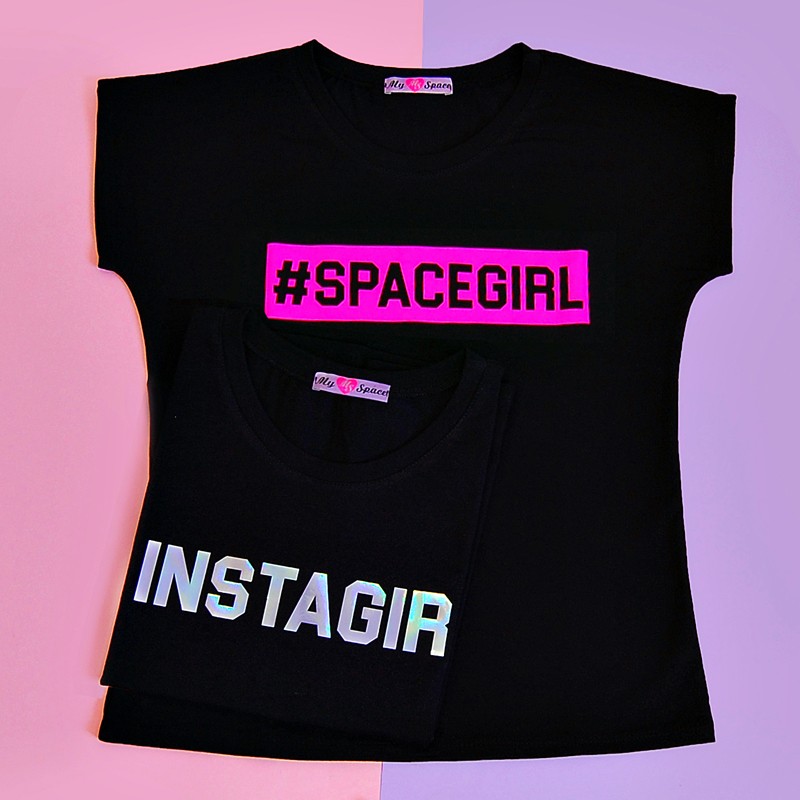 Футболка черная #SPACEGIRL