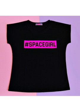 Футболка черная #SPACEGIRL