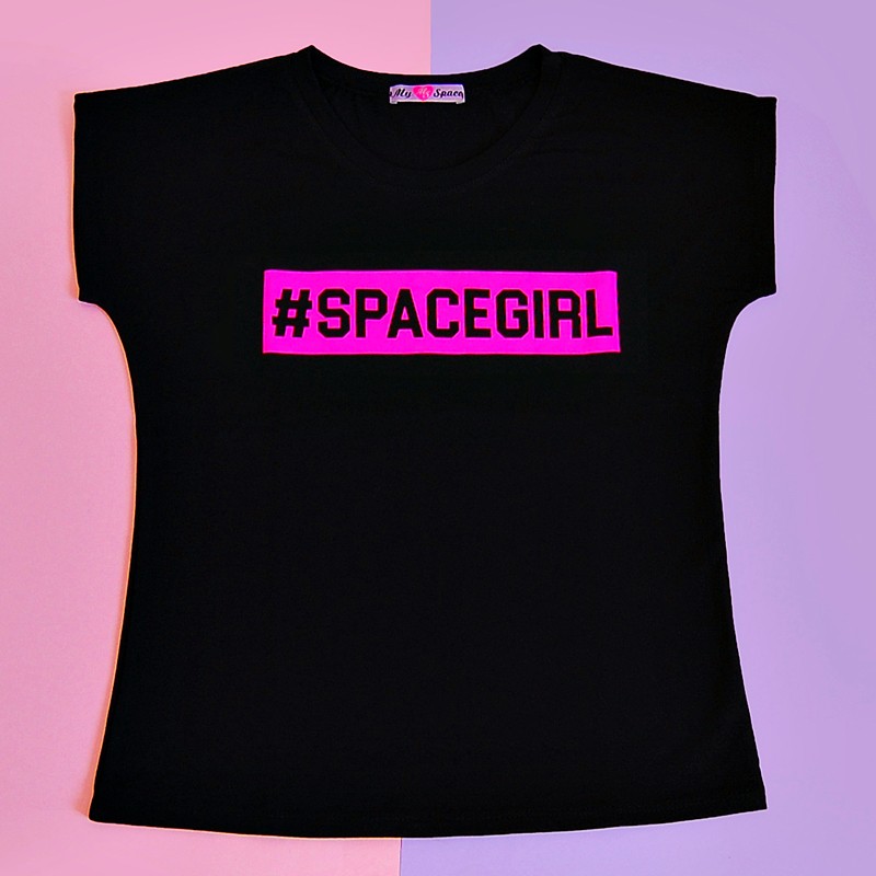 Футболка черная #SPACEGIRL