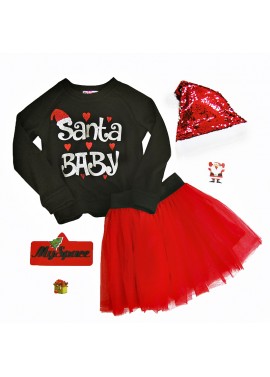 Свитшот черный принт Santa на флисе