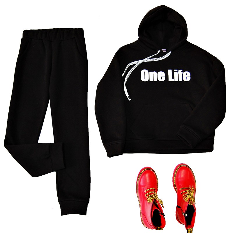 Спортивный костюм One Life черный на флисе
